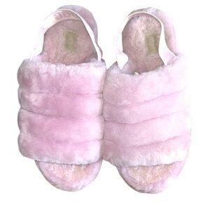 UGG Fluff Yeah Lavendar Logo Slingback Slide Slippers